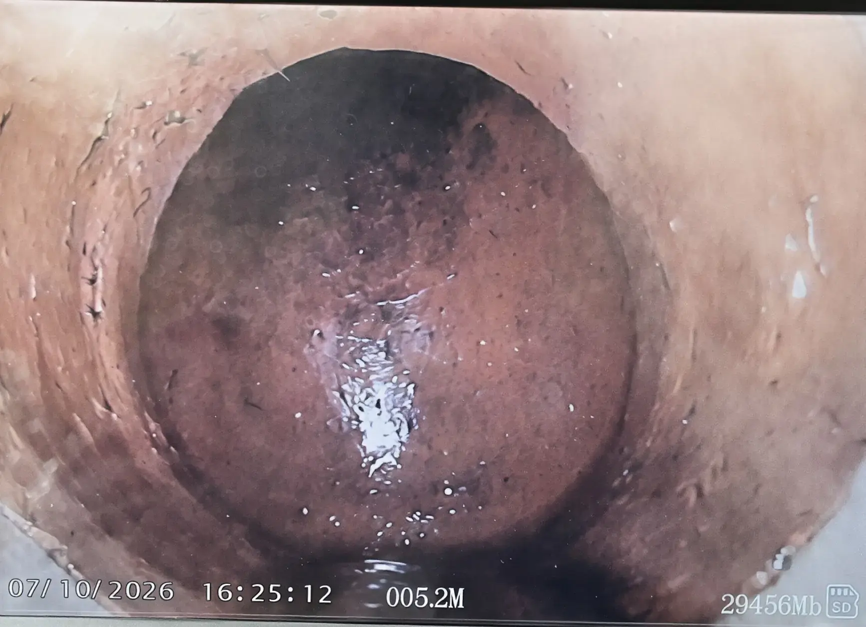 CCTV view of a sewer pipe